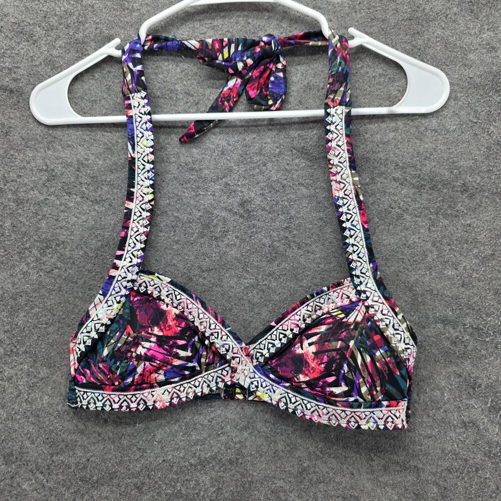PINK Victoria's Secret Bikini Top Womens S Multicolor Floral Halter Lined